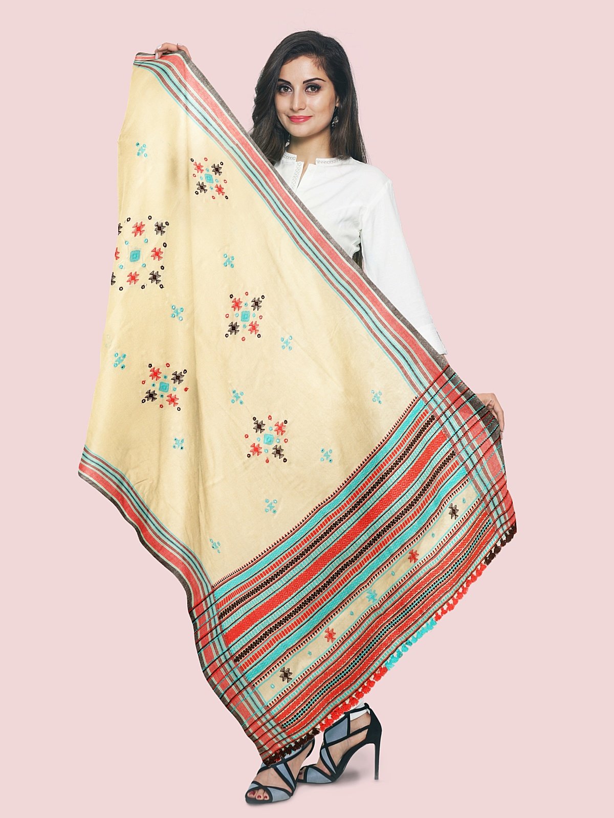 Handmade Cashmilon Shawl with Work (1)