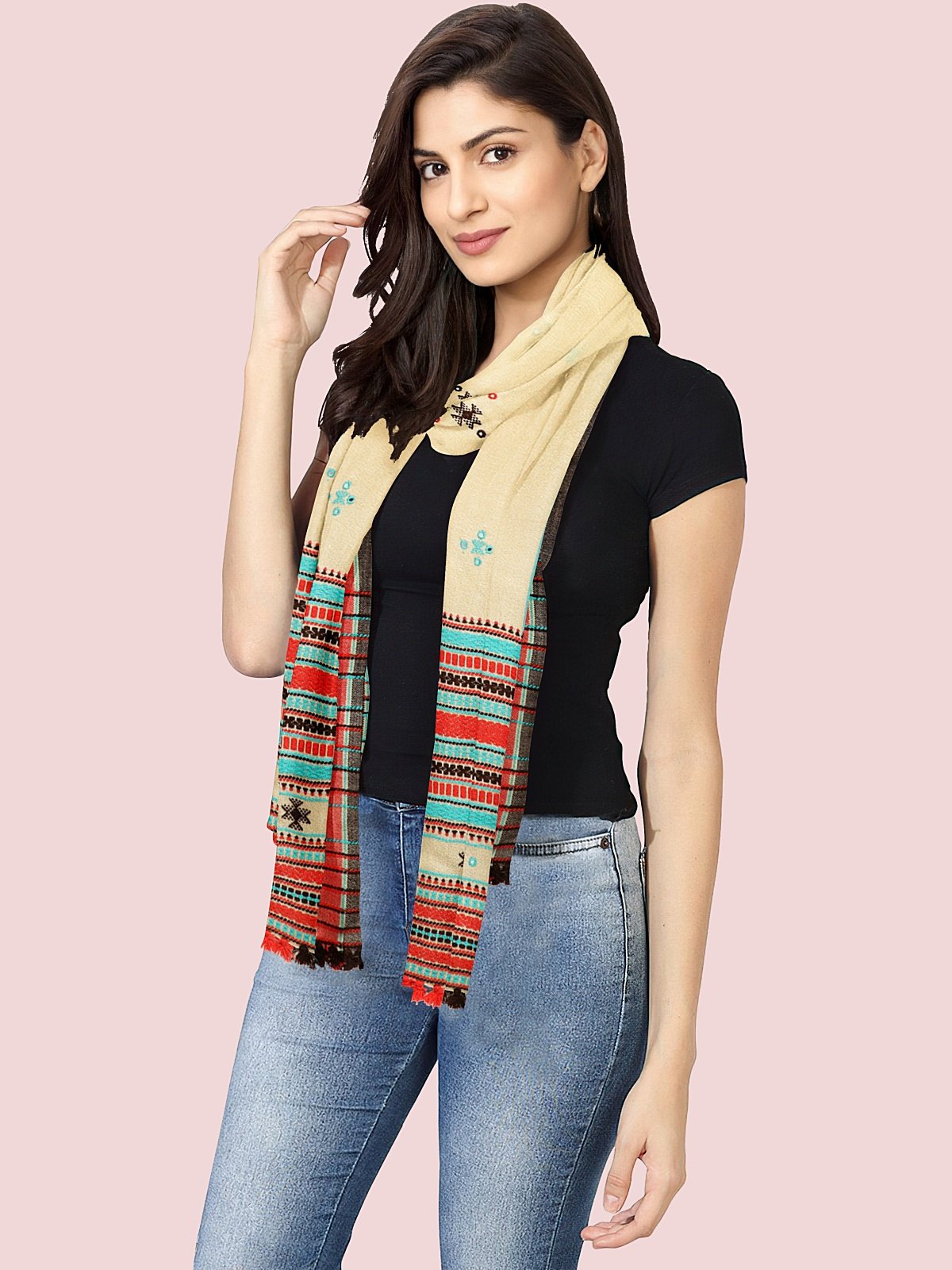 Handmade Cashmilon Shawl with Work (15)