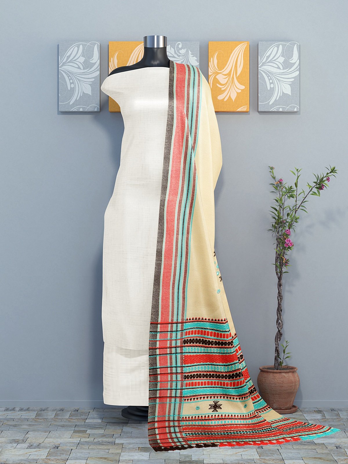Handmade Cashmilon Shawl with Work (2)