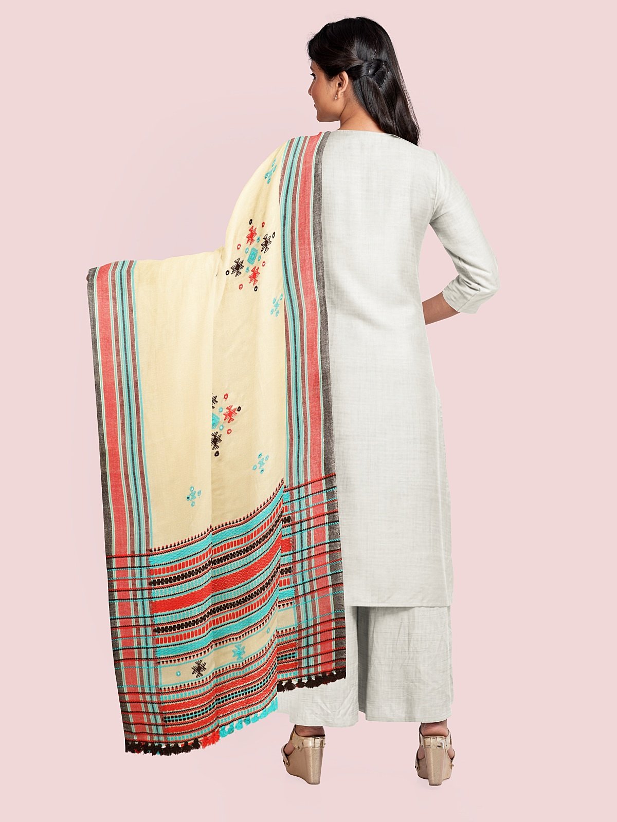 Handmade Cashmilon Shawl with Work (37)