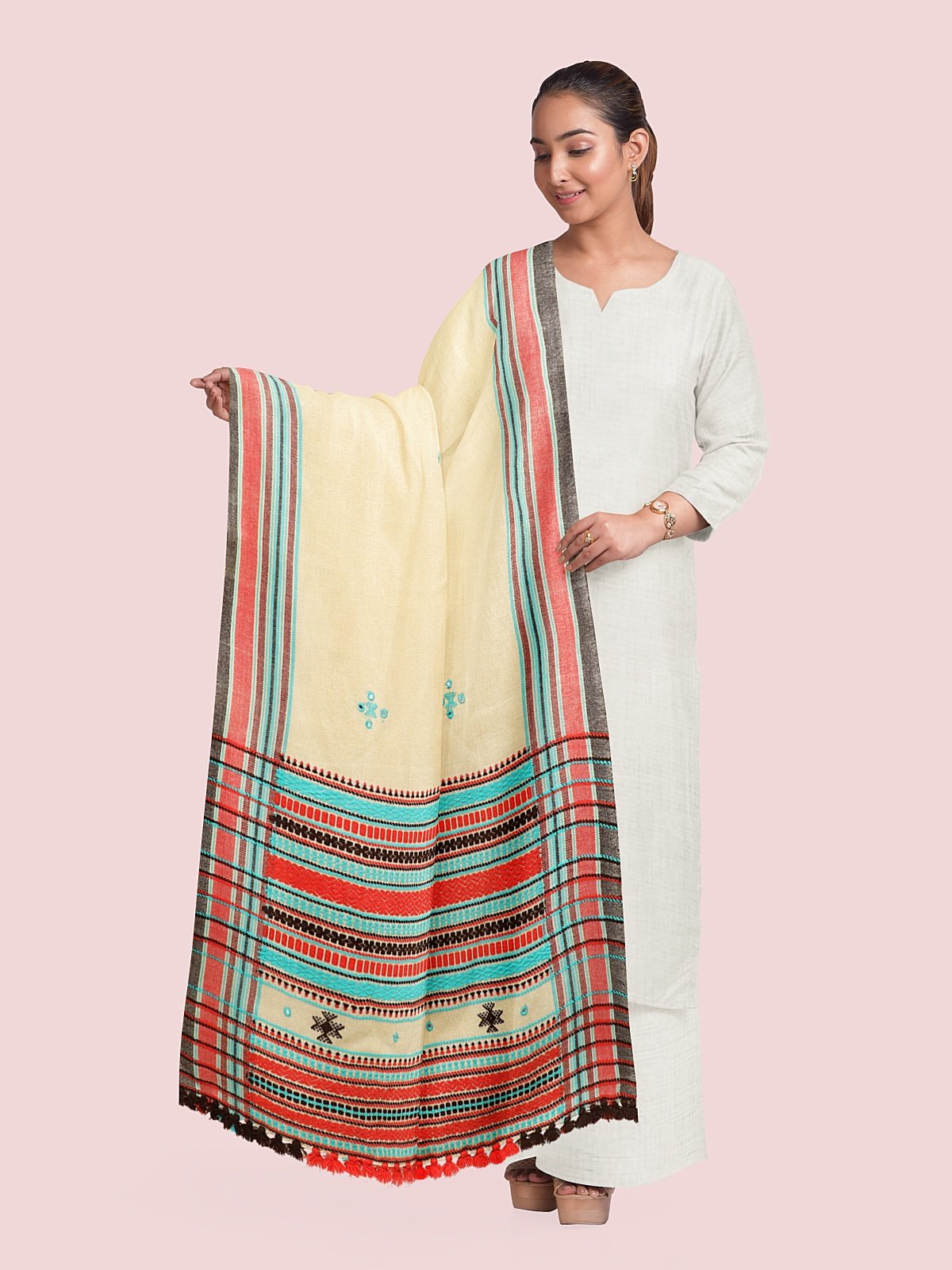 Handmade Cashmilon Shawl with Work (45)