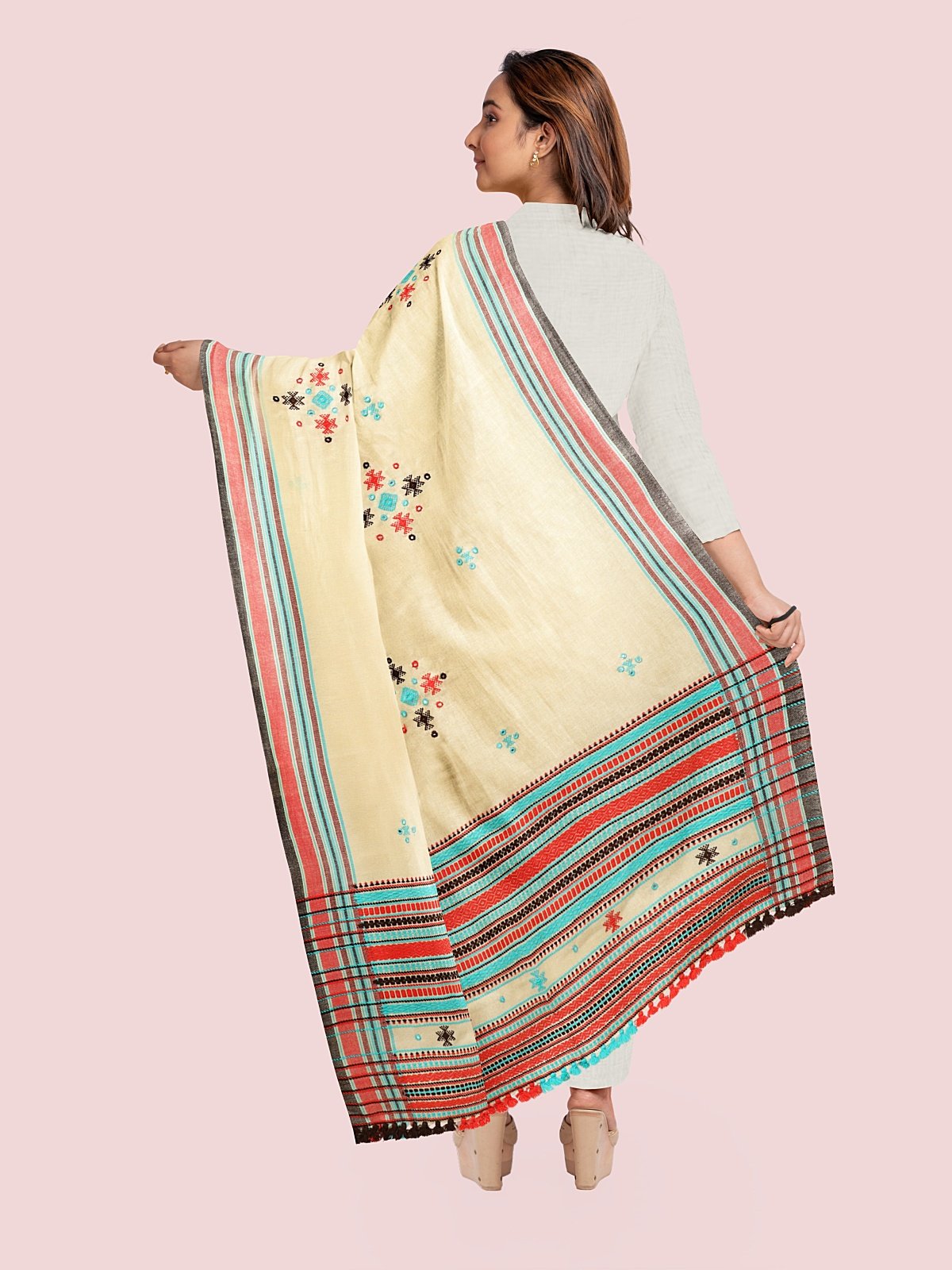 Handmade Cashmilon Shawl with Work (46)