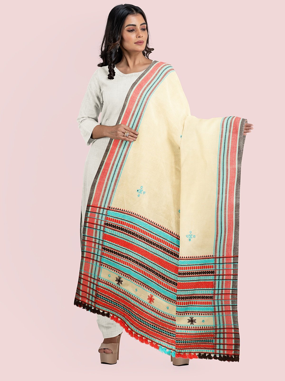 Handmade Cashmilon Shawl with Work (50)